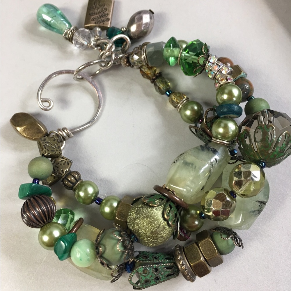 Hand Crafted Agate Nuts Bronze Quality Bracelet 🍃 - Picture 1 of 7